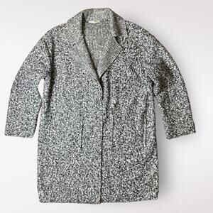 Women’s Italian Bouclé Knit Coat Gray Black Shawl Collar New‎ Collection L 13